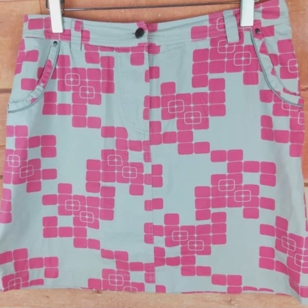 SPANNER Canada Sport Golf stretch Cotton Blend Cool skort skirt 12 Gray Pink EUC